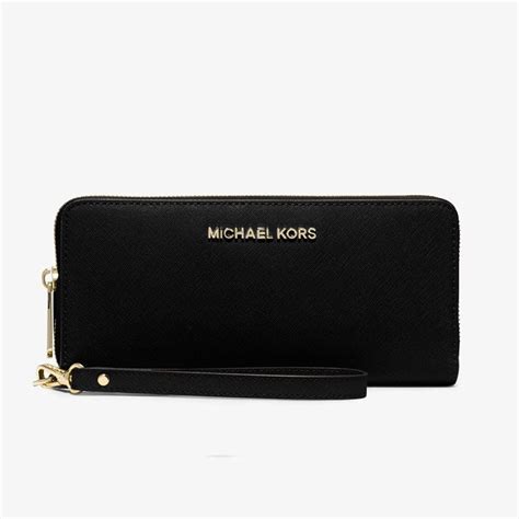 michael kors black leather wristlet|Michael Kors wristlet wallet outlet.